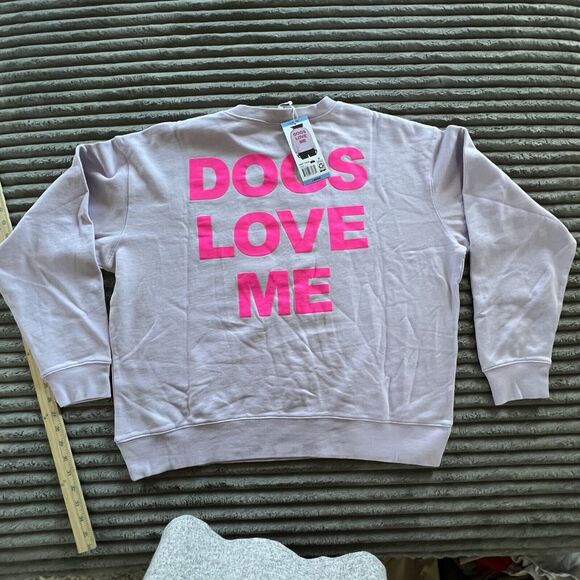 WILDFOX "Dogs Love Me" Sweatshirt New With Tags Women Size XL Lavender /Pink - Picture 8 of 8
